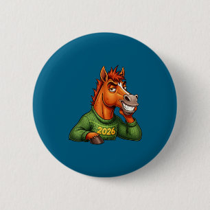 Badge Rond 5 Cm Nouveau cheval lunaire festif dessin animé 1
