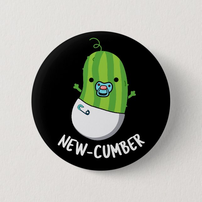 Badge Rond 5 Cm Nouveau concombre Funny Veggie Cucumber Pun Dark B (Devant)