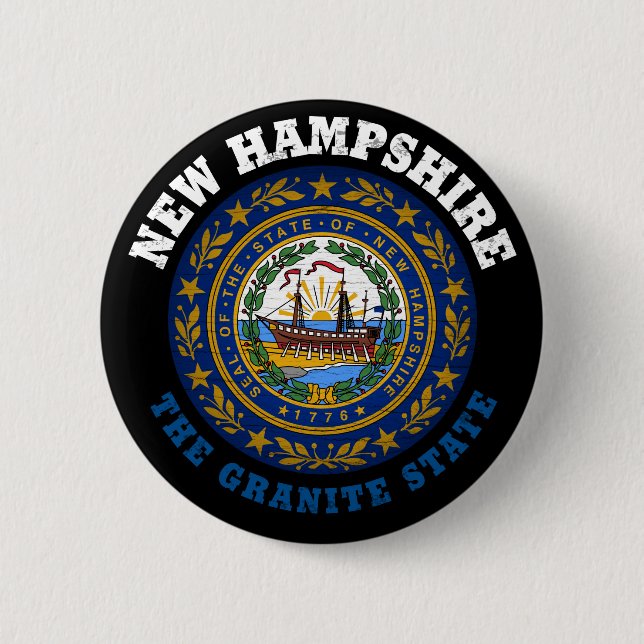 BADGE ROND 5 CM NOUVEAU DRAPEAU D'ÉTAT DE GRANITE HAMPSHIRE (Devant)