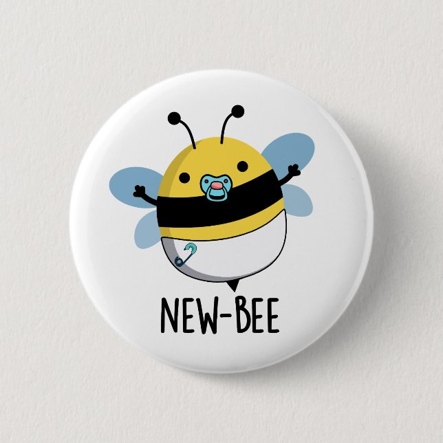 Badge Rond 5 Cm Nouveau jeu de mots pour insectes amusant d'abeill (Devant)