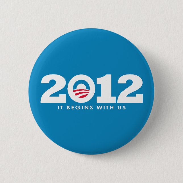 Badge Rond 5 Cm Nouveau logo Obama 2012 (Devant)