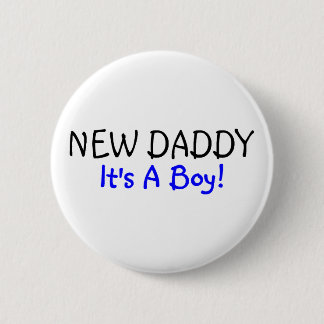 Badge Rond 5 Cm Nouveau papa son un bleu de garçon