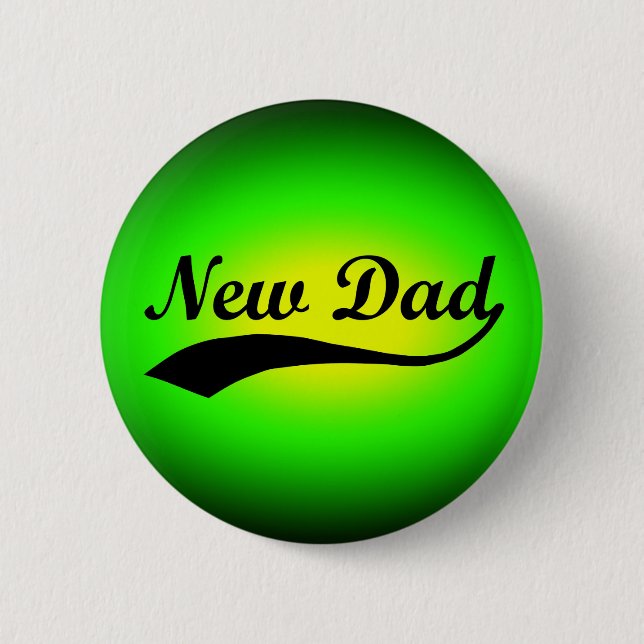 Badge Rond 5 Cm Nouveau papa, vert au néon/noir (Devant)