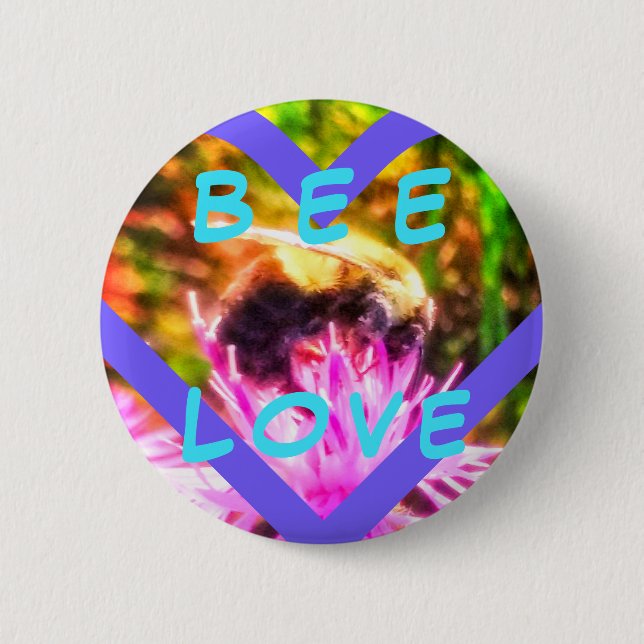BADGE ROND 5 CM NOUVEAU PIN DE MED D'AMOUR D'ABEILLE (Devant)