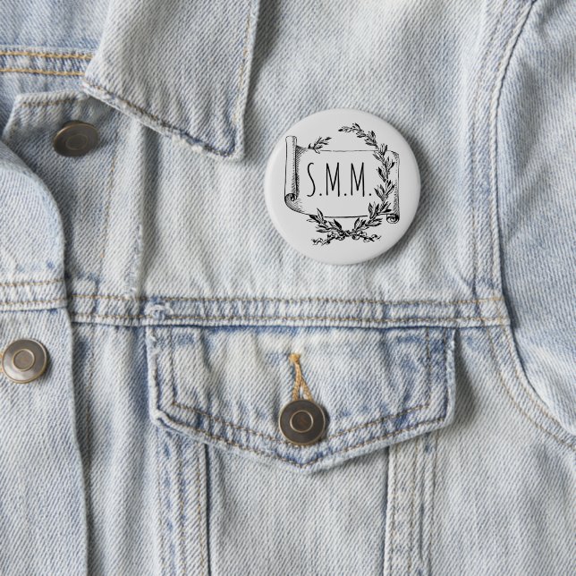 Badge Rond 5 Cm NOUVEAUTÉ ! Bouton - Défilement des initiales - Aj (En situation)