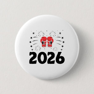 Badge Rond 5 Cm Nouvel An 2026 Boxer Sports Force Gymnase Athlète