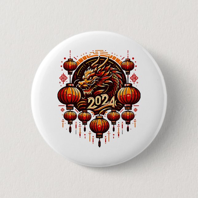 Badge Rond 5 Cm nouvel an chinois 2024 (Devant)