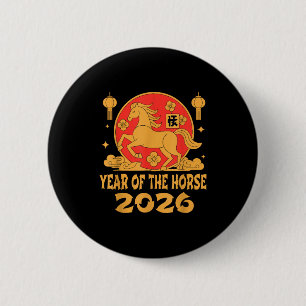 Badge Rond 5 Cm Nouvel An chinois 2026 Année du Cheval
