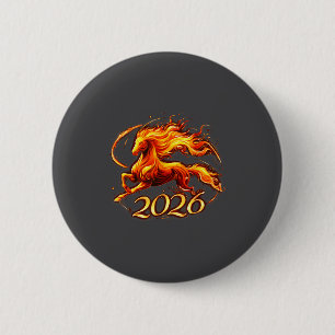 Badge Rond 5 Cm Nouvel An chinois 2026 Année du Cheval Cheval de F