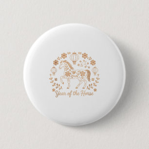 Badge Rond 5 Cm Nouvel An Chinois 2026 Cheval Zodiac Nouvel An Lun