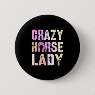 Badge Rond 5 Cm Nouvel An chinois 2026 Crazy Horse Dame Énergie Lu