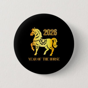 Badge Rond 5 Cm Nouvel An chinois 2026 Le Cheval Lunaire Chine Cél