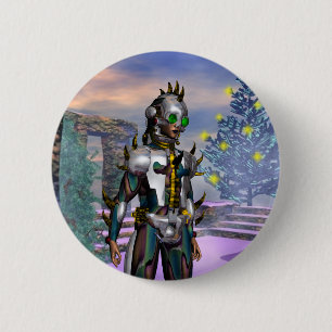 BADGE ROND 5 CM NOUVEL AN D'UN CYBORG TOMBE DU FUTUR