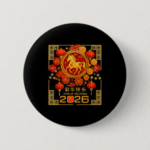 Badge Rond 5 Cm Nouvel An Lunaire Chinois du Cheval 2026 Astrologi