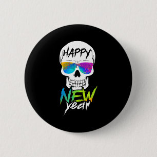 Badge Rond 5 Cm Nouvelle année crâne heureuse abstraite