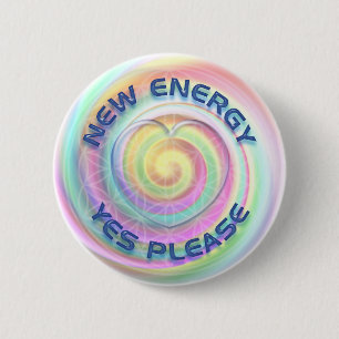 Badge Rond 5 Cm NOUVELLE ÉNERGIE - OUI S'IL VOUS PLAÎT avec coeur