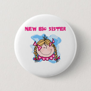 Badge Rond 5 Cm Nouvelle grande soeur de fille blonde