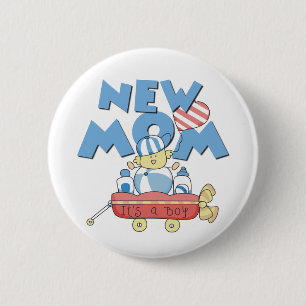 Badge Rond 5 Cm Nouvelle maman C'est un garçon Tshirts et cadeaux