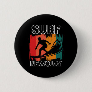 Badge Rond 5 Cm Nouvelle rétro de surf de Newquay Cornwall Surfant