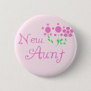 Badge Rond 5 Cm Nouvelle tante Pink Flowers Tshirts et cadeaux