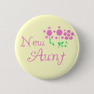 Badge Rond 5 Cm Nouvelle tante Pink Flowers Tshirts et cadeaux