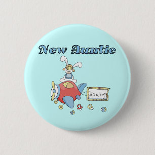 Badge Rond 5 Cm Nouvelle tante - T-shirts et cadeaux d'avion