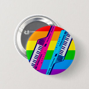 Badge Rond 5 Cm Nouvelle Vague Vintage 80's Rétro Clavier Arc-en-c