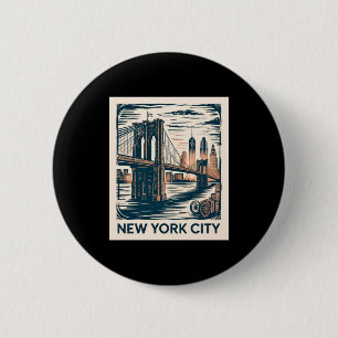Badge Rond 5 Cm Nouvelle ville de New York Pont de Brooklyn Rétro