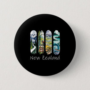 Badge Rond 5 Cm Nouvelle-Zélande Coup de pinceau Kiwi Vacances Sou