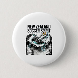 Badge Rond 5 Cm Nouvelle-Zélande Esprit de Football Squelette Bute