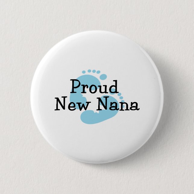 Badge Rond 5 Cm Nouvelles empreintes de pas fières de bébé de Nana (Devant)