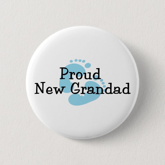 Badge Rond 5 Cm Nouvelles empreintes de pas fières de bébé de papy (Devant)