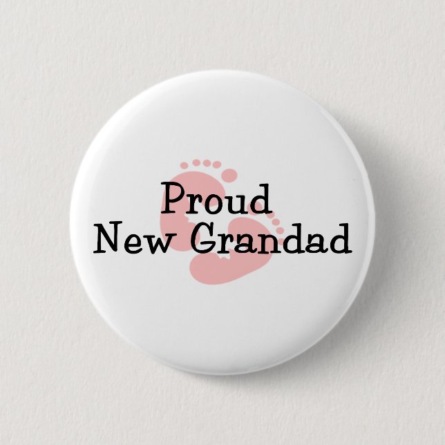 Badge Rond 5 Cm Nouvelles empreintes de pas fières de bébé de papy (Devant)