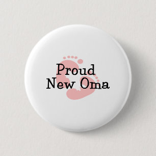 Badge Rond 5 Cm Nouvelles empreintes de pas fières de bébé d'Oma