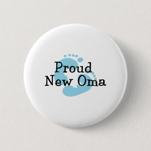 Badge Rond 5 Cm Nouvelles empreintes de pas fières de bébé d'Oma