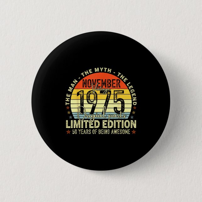 Badge Rond 5 Cm November 1975 50th Birthday For Men Women 50 Year  (Devant)