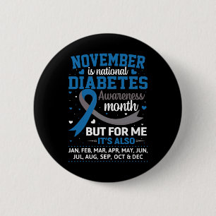 Badge Rond 5 Cm Novembre Est Le Mois De Sensibilisation Au Diabète