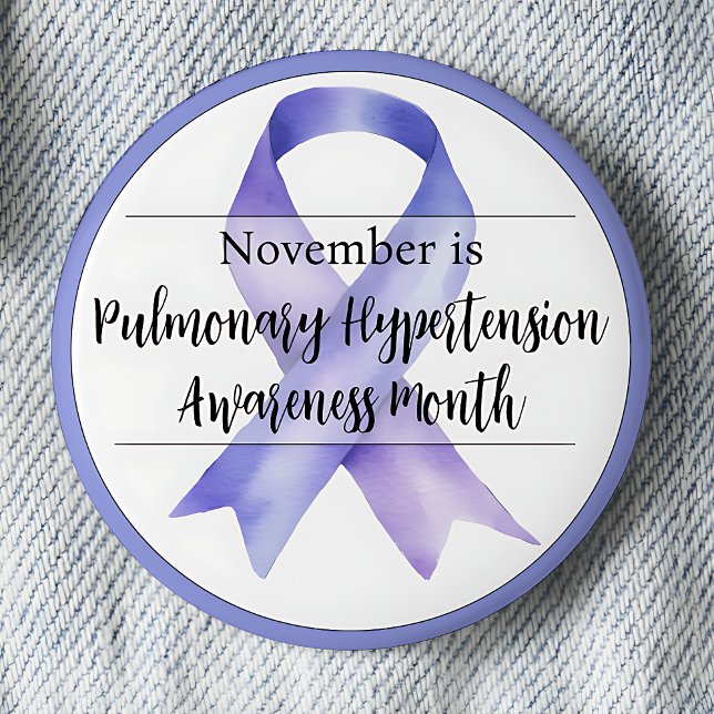 Badge Rond 5 Cm Novembre Mois de sensibilisation à l'hypertension  (Periwinkle awareness ribbon.  November is Pulmonary Hypertension Awareness Month.)