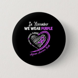 Badge Rond 5 Cm Novembre Nous Portons Le Ruban Violet Alzheimerhei