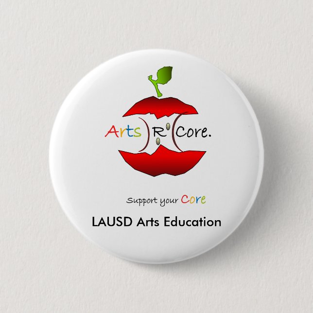 Badge Rond 5 Cm Noyau des arts R, éducation d'arts de LAUSD (Devant)