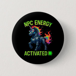 Badge Rond 5 Cm Npc Énergie Activée Drôle Esthétique Gamer Rgb Pix