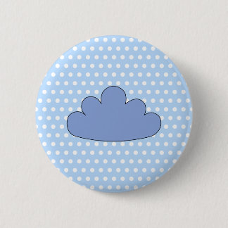 Badge Rond 5 Cm Nuage bleu sur les points de polka bleus et blancs