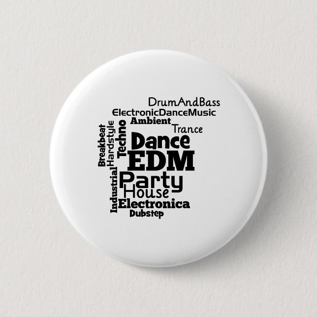 Badge Rond 5 Cm Nuage de mots de l'EDM Dance Party (Devant)