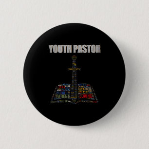 Badge Rond 5 Cm Nuage de mots de ministre chrétien Jeune pasteur A