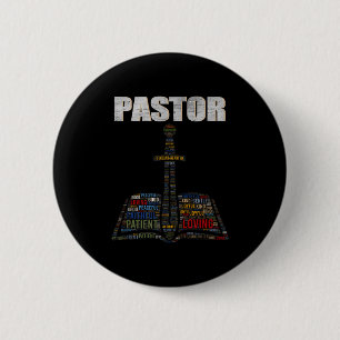 Badge Rond 5 Cm Nuage de mots du ministre chrétien Église Pasteur