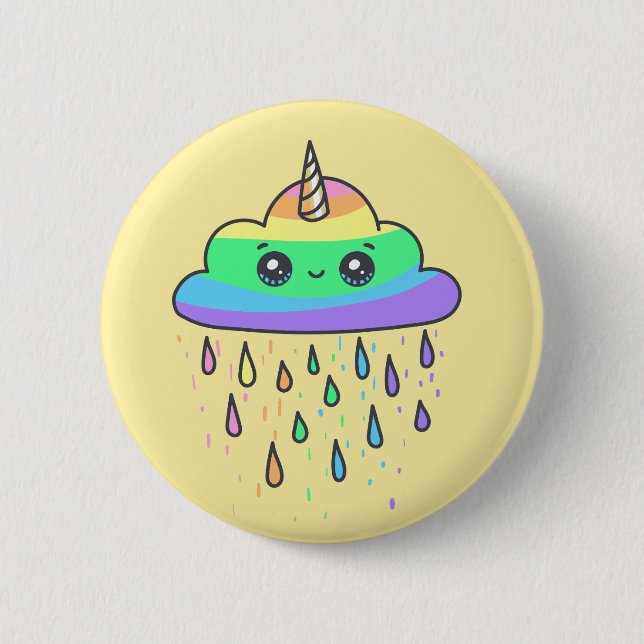 Badge Rond 5 Cm Nuage d'Unicorne arc-en-ciel (Devant)