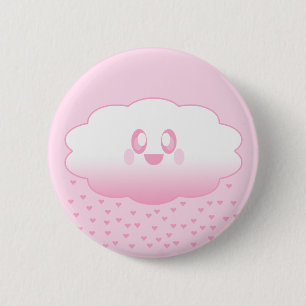 BADGE ROND 5 CM NUAGE MIGNON PLUIE DE COEURS AMOUR DOUX