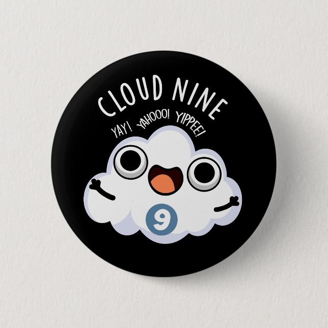 Badge Rond 5 Cm Nuage Neuf Funny Météo Pun Dark BG (Devant)