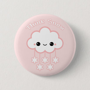Badge Rond 5 Cm Nuage rose mignon de neige