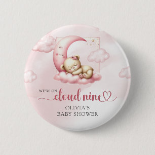 Badge Rond 5 Cm Nuage rose neuf ours en peluche baby shower fille